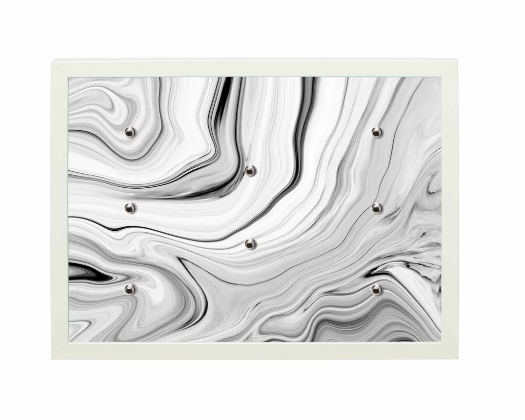 Universalboard "Fine Art White L50" Motiv 92 Kunst Schwarz-Weiß / Magnettafel, Schlüsselboard, Wandbild  50x40cm Rahmen weiß